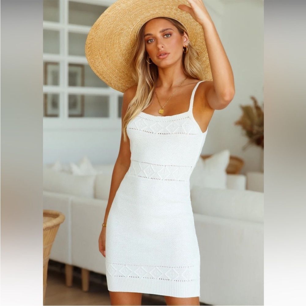 NWT hello molly Venus retrograde white knit dress 6 - Picture 7 of 10